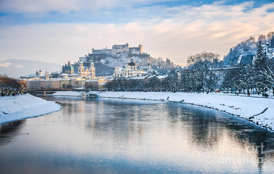 Famous skyline of Salzburg in winter Photograph by JR Photography