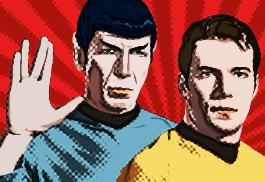 Star Trek Mixed Media - Famous Spock and Kirk by Tobias Woelki