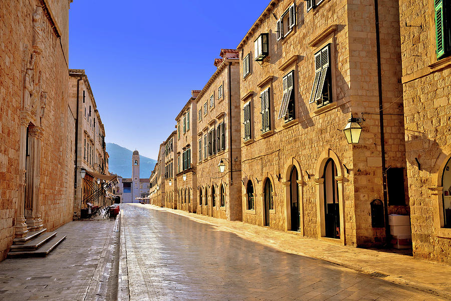 Famous Stradun street in Dubrovnik morning view Photograph by Brch Photography