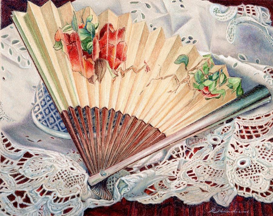 Bowl Painting - Fan and Lace by Robynne Hardison