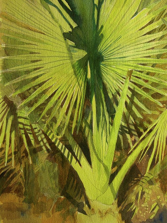 Fan palm in its glory Painting by Walt Maes