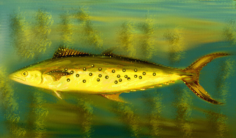 Fanciful Fish Art-The Legendary Golden Mackerel Digital Art by Shelli Fitzpatrick