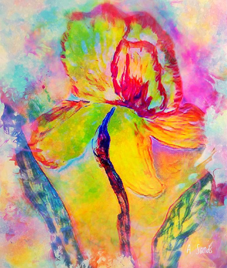 Fanciful Iris Flower Painting by Anne Sands