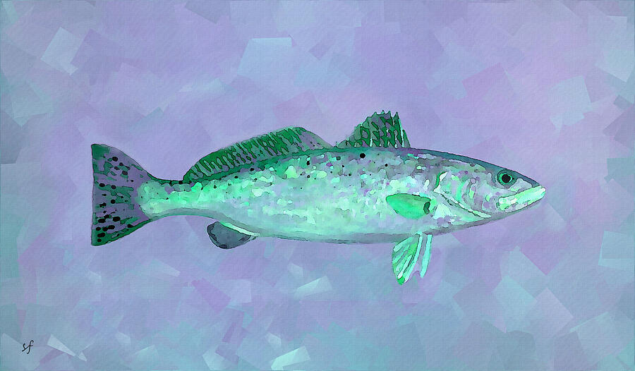 Fanciful Fish Art-The Mythical Lavender Mint Sea Trout Mixed Media by Shelli Fitzpatrick