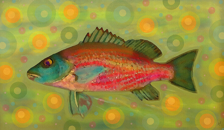 Fanciful Pink Snapper  Mixed Media by Shelli Fitzpatrick