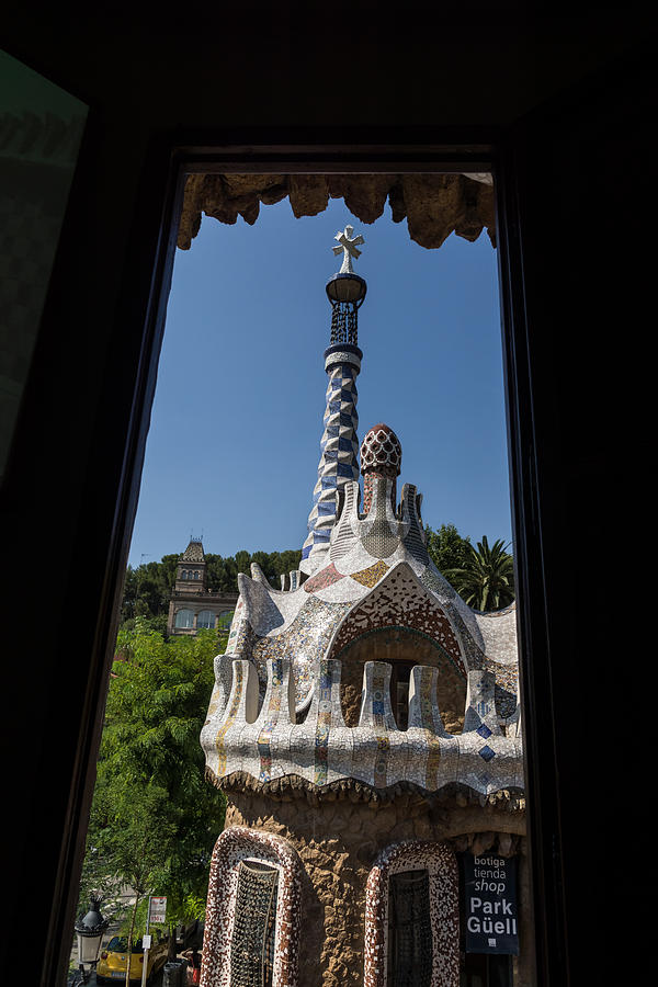 Fanciful Trencadis Tilework - Antoni Gaudi Entrance Pavilion at Park Guell Photograph by Georgia Mizuleva