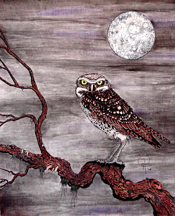Owl Painting - Fancy Little Burrowing Owl by Doug Hiser