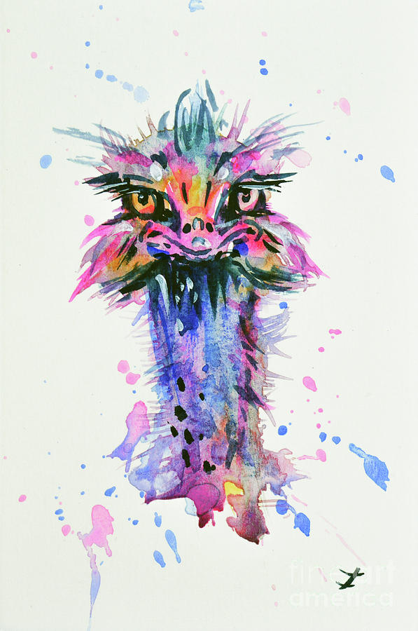 Fancy Ostrich Painting by Zaira Dzhaubaeva