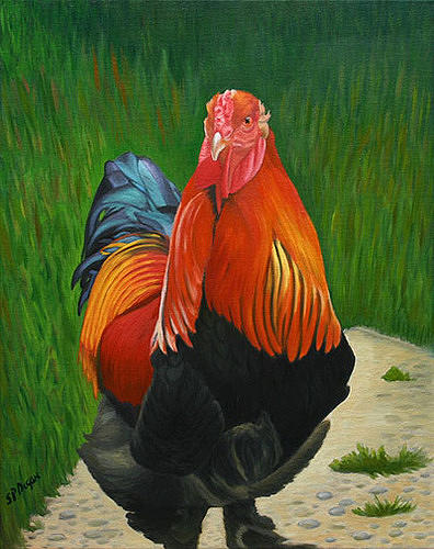 Fancy Rooster Painting by Stephen Degan