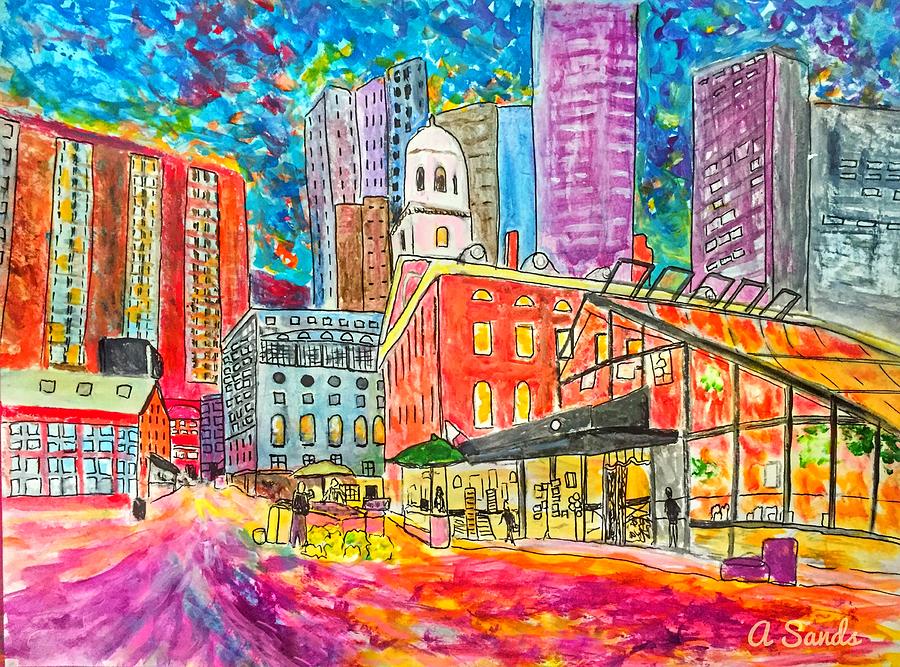 Faneuil Hall Boston Painting by Anne Sands