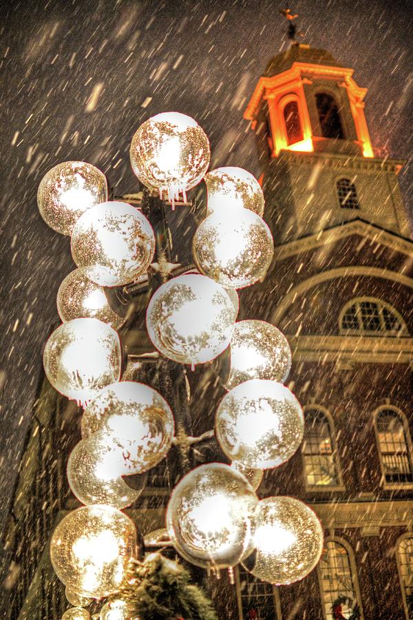 Boston Photograph - Faneuil Hall lollypop lights Boston MA by Toby McGuire
