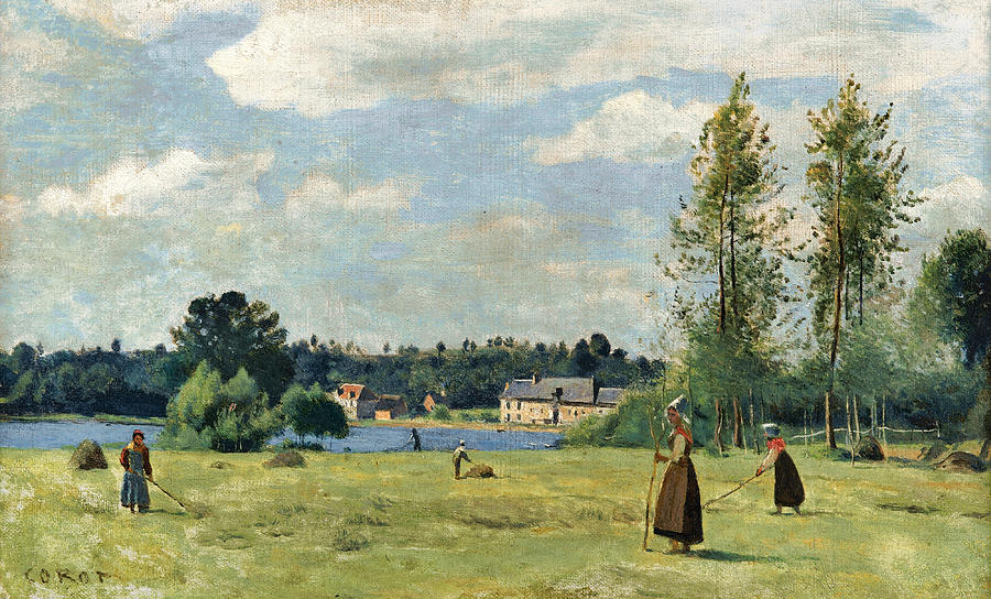 Faneuses a Ville DAvray Painting by Jean-Baptiste-Camille Corot