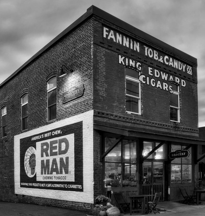Fannin Tobacco Company in Black and White Photograph by Greg and Chrystal Mimbs