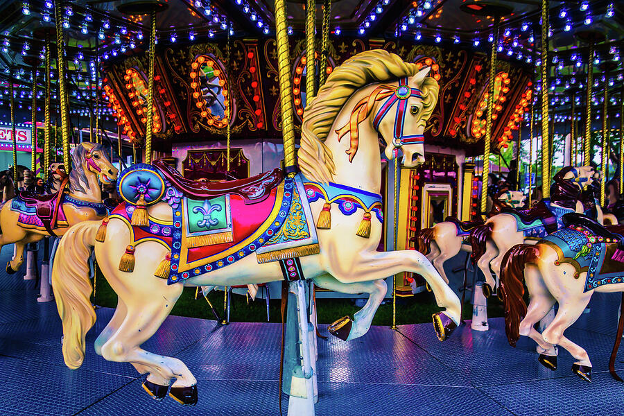 Horse Photograph - Fantasy Carrousel Horse Ride by Garry Gay