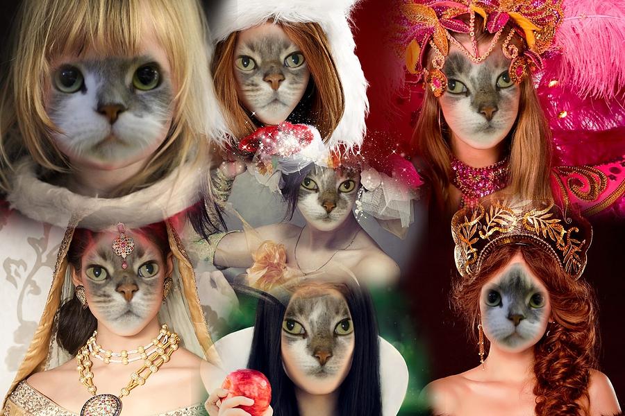 Fantasy Cat Art Collage 7 Digital Art by Artful Oasis
