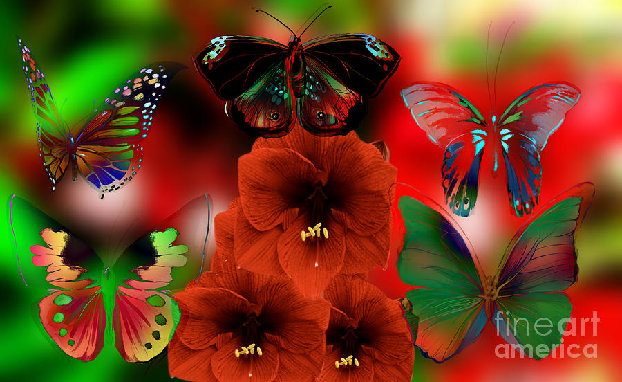 Fantasy Christmas Butterflies Digital Art by Gayle Price Thomas
