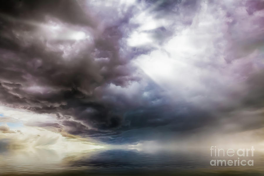 Fantasy Photograph - Fantasy cloudscape with UFO activity by Simon Bratt