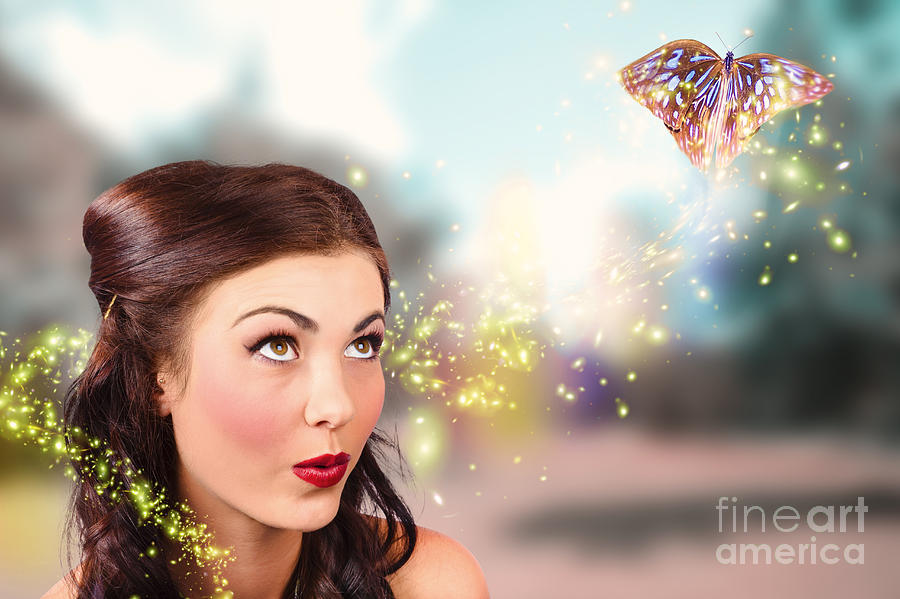 Fantasy fine art beauty. Fairy tale butterflies Photograph by Jorgo Photography