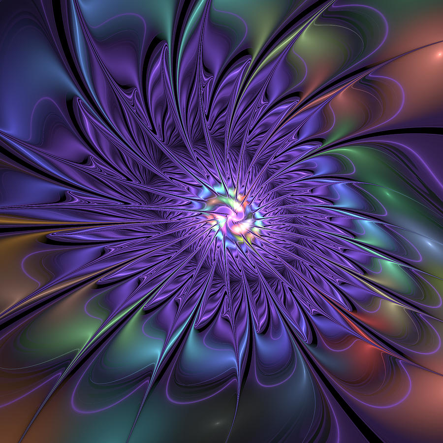 Fantasy Flower Fractal Digital Art by Gabiw Art