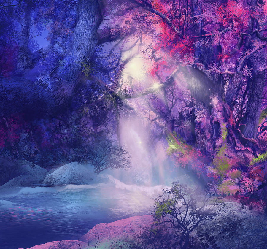 Tree Digital Art - Fantasy Forest 5 by Bekim M