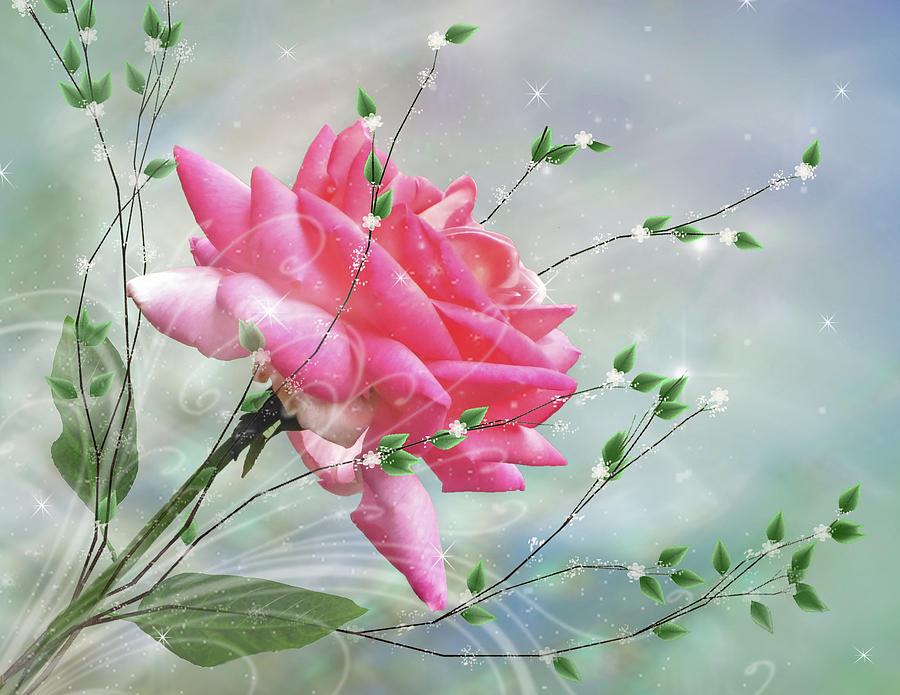 Fantasy Rose Digital Art by Nina Bradica