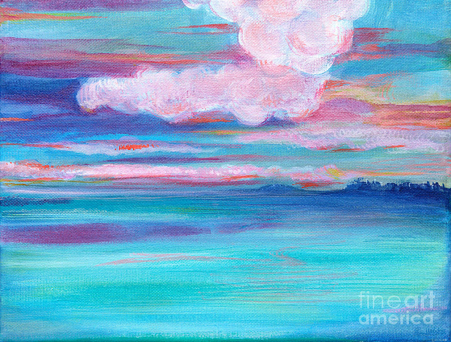 Fantasy Seascape Afterglow Sky Painting by Priscilla Batzell Expressionist Art Studio Gallery