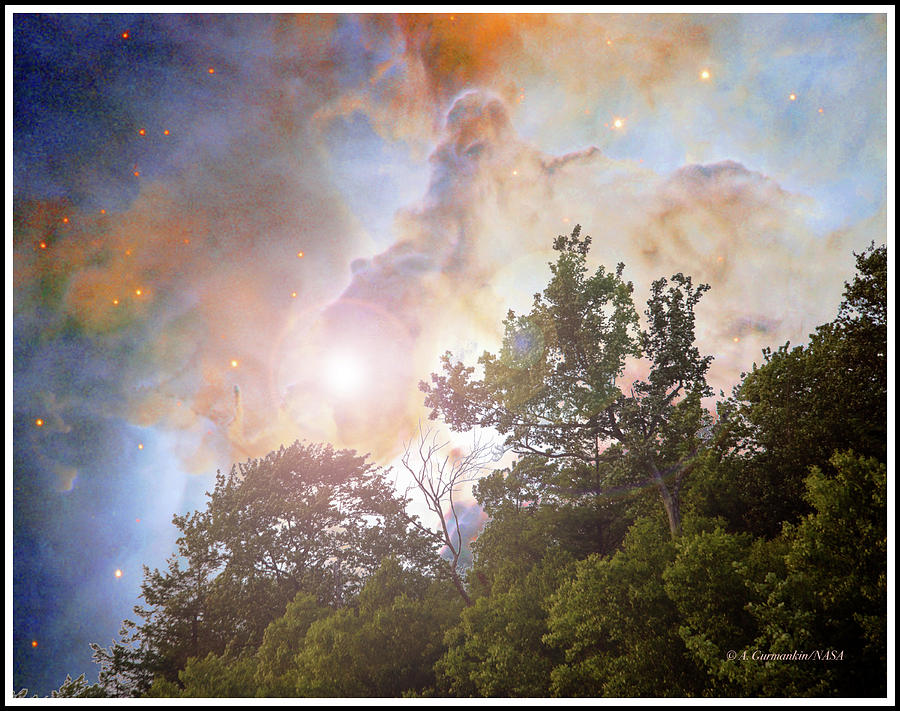 Fantasy Sky at Dusk Above a Forest Digital Art by A Macarthur Gurmankin