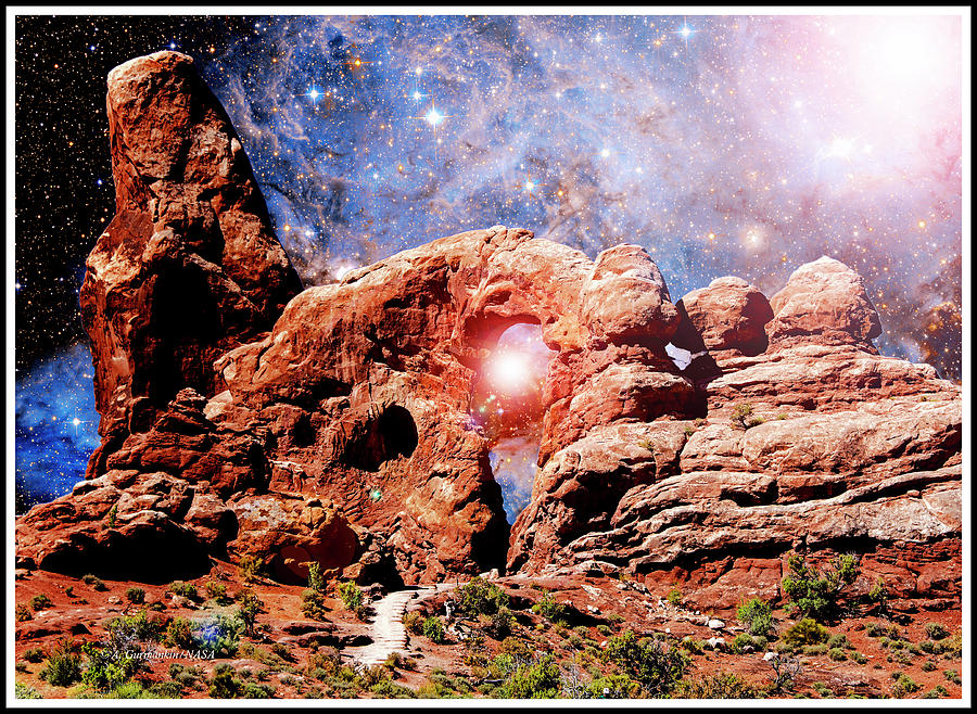 Arches National Park Photograph - Fantasy Starry Night, Sandstone Rock Formation, Arches National  by A Macarthur Gurmankin