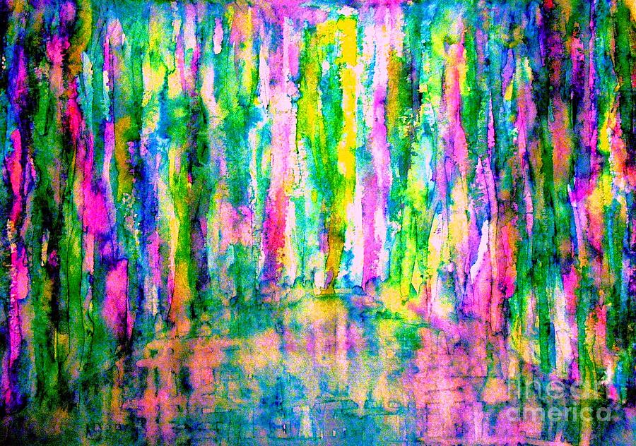Rainbow Colors Painting - Fantasy Waterfall  by Hazel Holland
