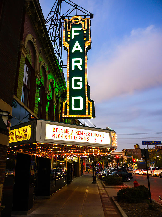 Broadway Photograph - Fargo Theater and Downtown Along Broadway Drive by Paul Velgos