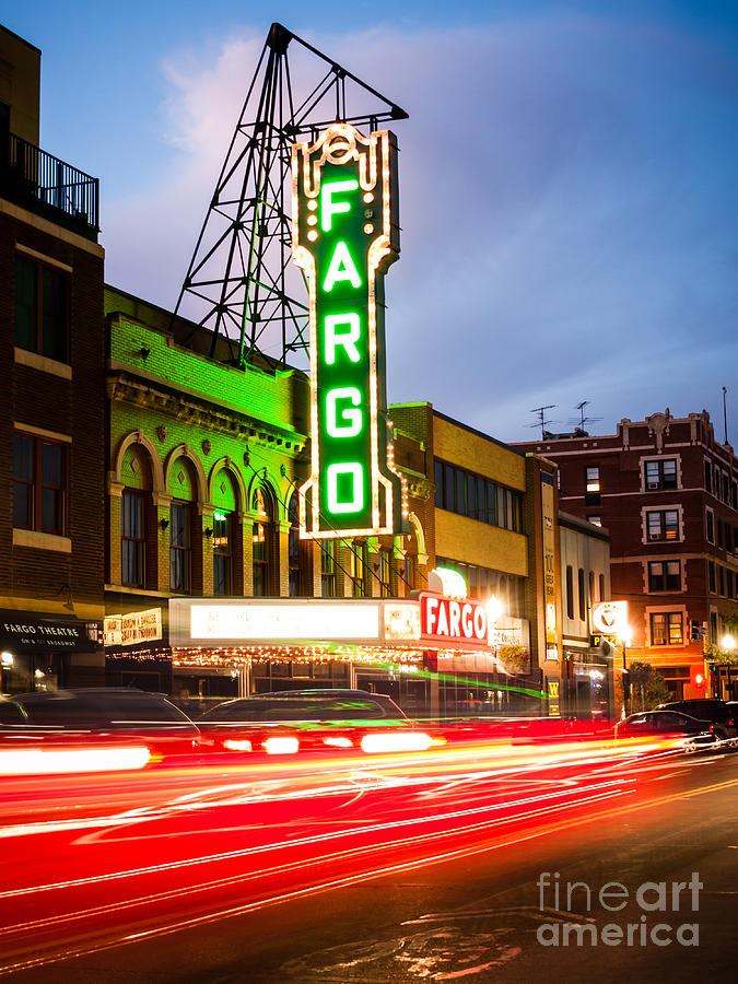 Broadway Photograph - Fargo Theatre and Downtown Buidlings at Night by Paul Velgos