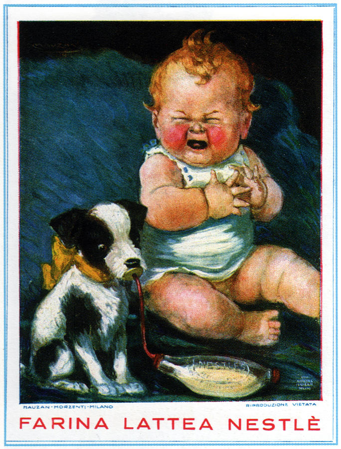 Farina Lattea Nestle - Italian Milk Powder - Vintage Advertising Poster Mixed Media