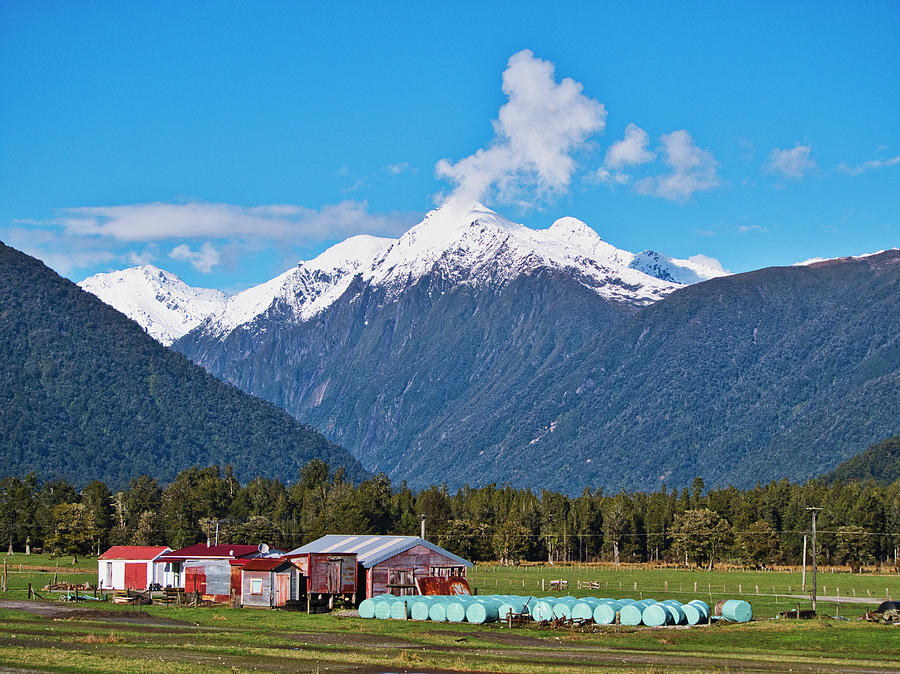 Farm and Mountains - New Zealand Photograph by Steven Ralser