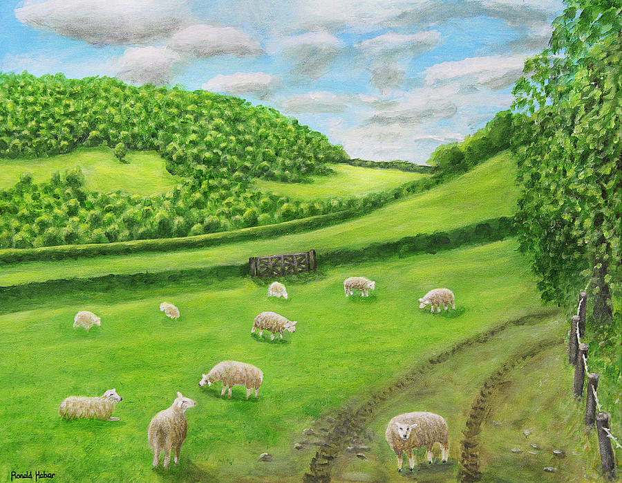 Sheep Painting - Farm At Craven Arms by Ronald Haber