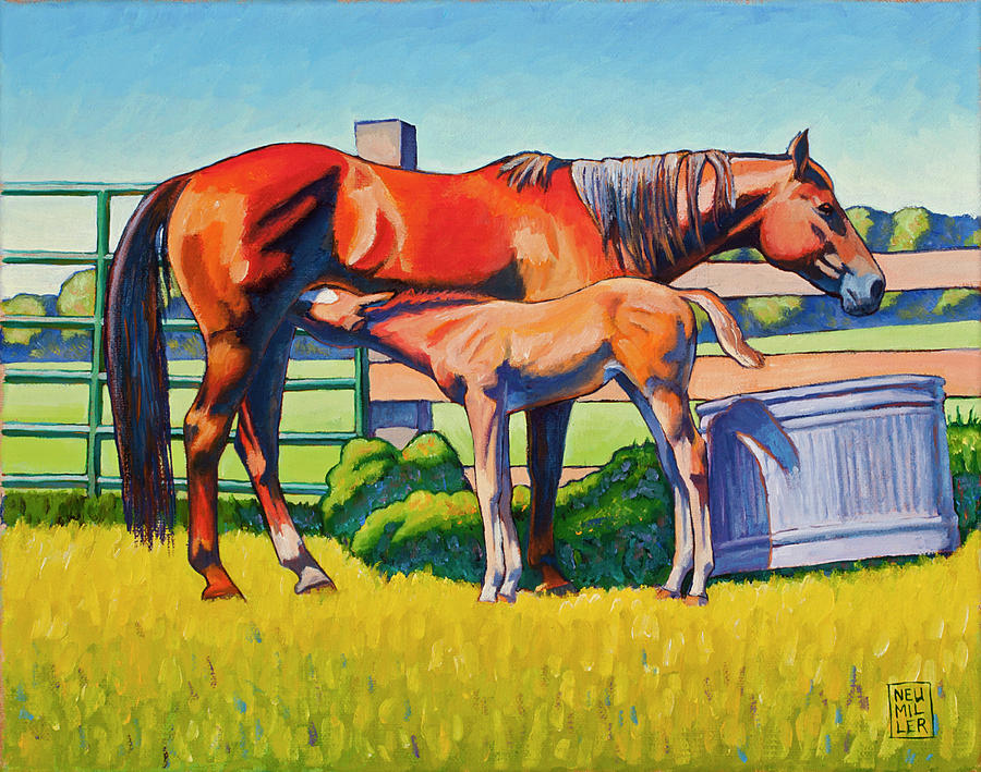 Horse Painting - Farm Breakfast by Stacey Neumiller