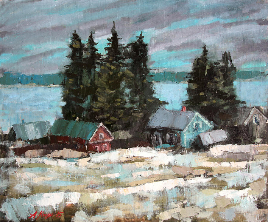 Farm by the Lake Painting by Alena Kogan - Fine Art America