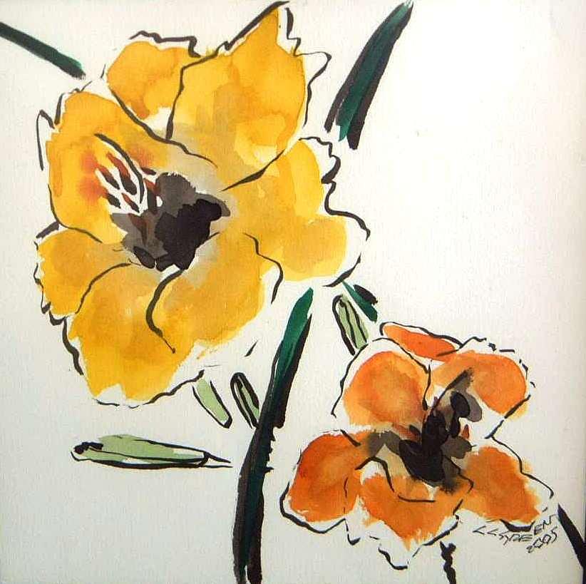 Farm Flowers Painting by Christopher Green Farm Flowers Painting by Christopher Green
