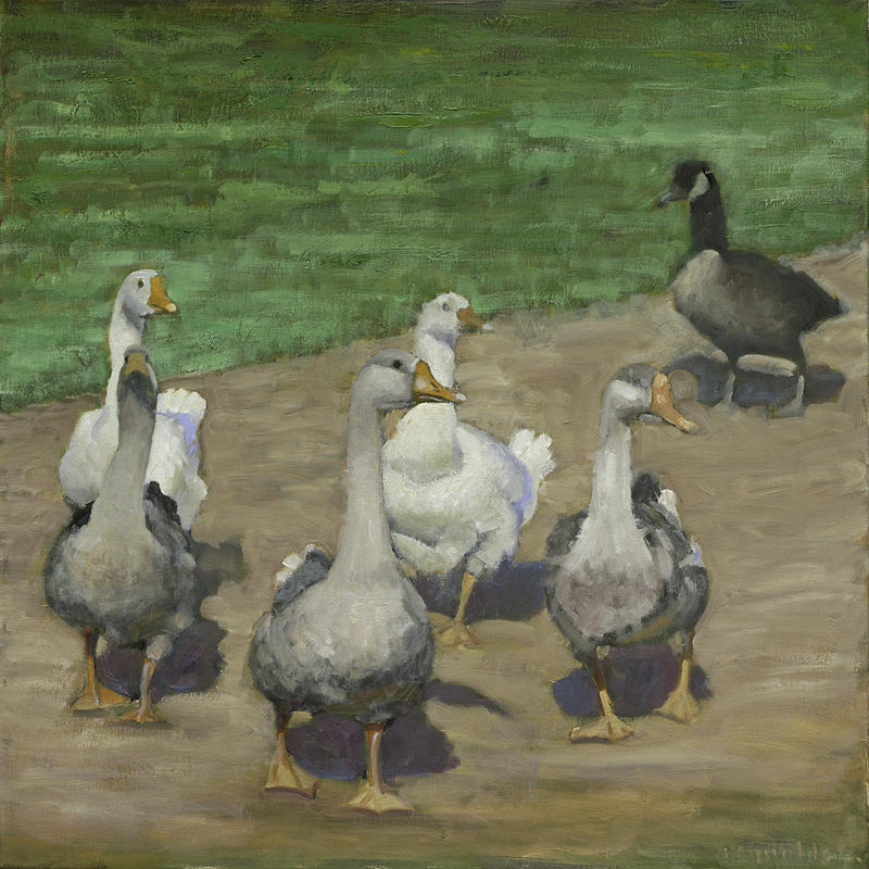Geese Painting - Farm Geese by John Reynolds