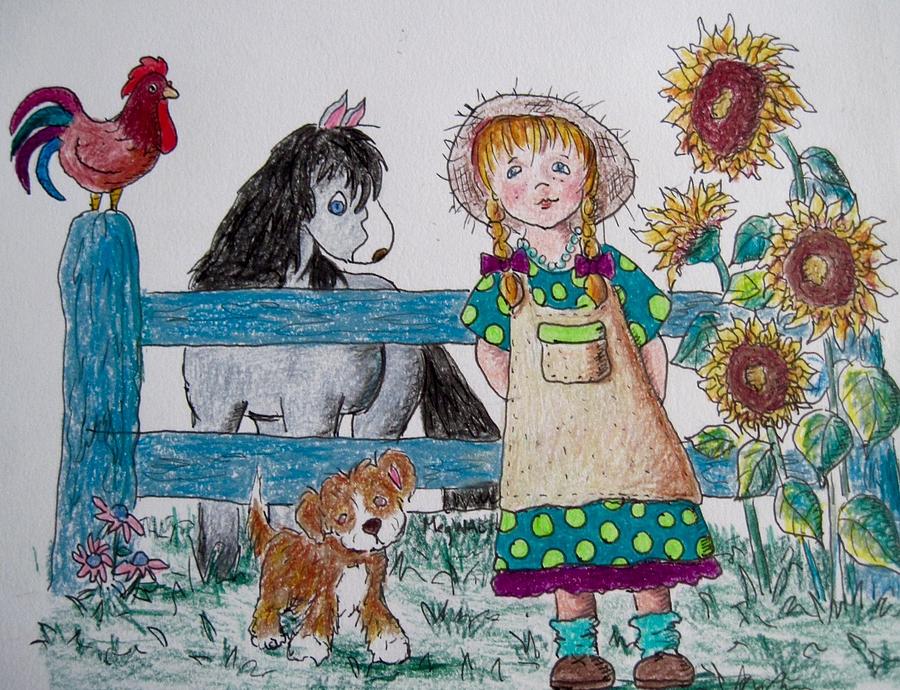 Farm girll Drawing by Megan Walsh