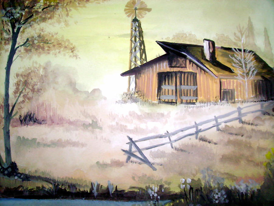 Landscape Painting - Farm House by Prashant Vasava