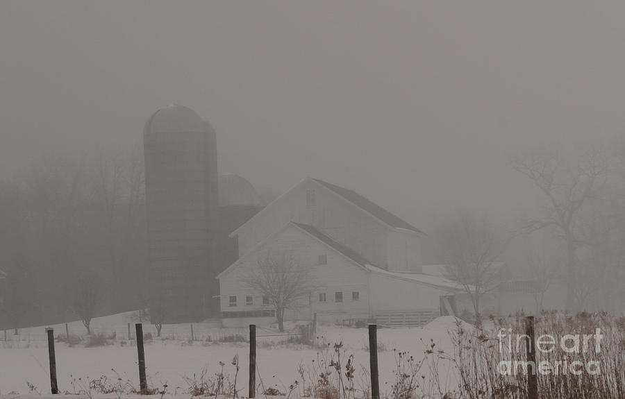 Farm in fog Photograph by David Bearden