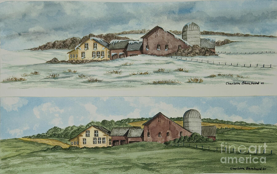 Farm Of Seasons Painting by Charlotte Blanchard