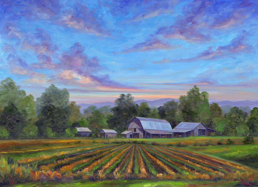 Sunset Painting - Farm on Glenn Bridge by Jeff Pittman