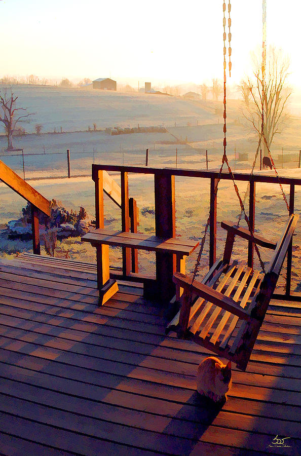 Sunset Photograph - Farm Porch Morning by Sam Davis Johnson