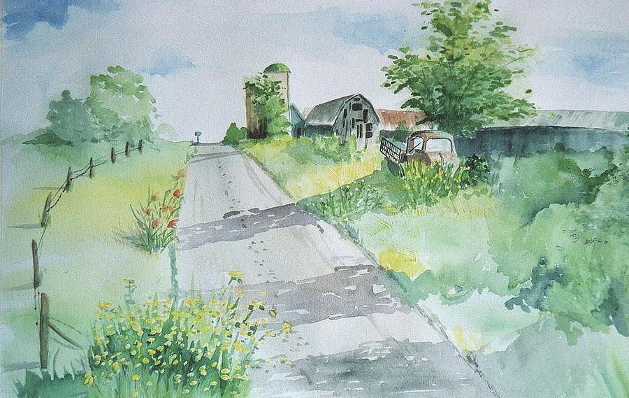 Farm Road Painting by Christine Lathrop