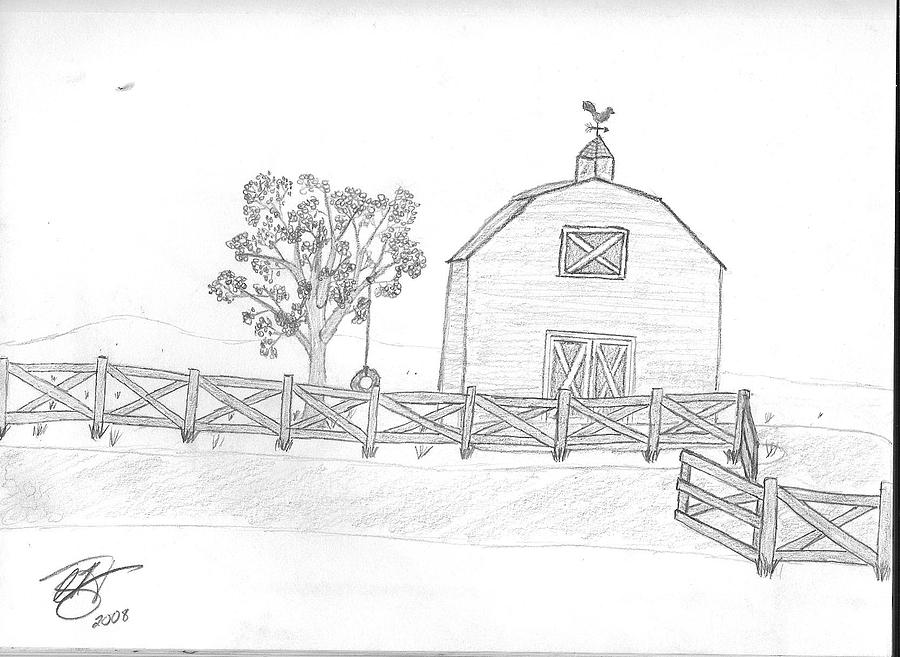 Farm Drawing by Theodore Hughes Fine Art America