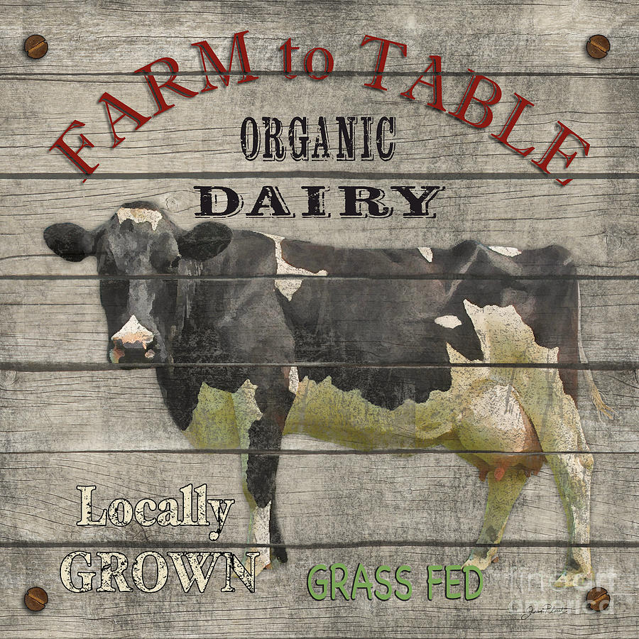 Typography Digital Art - Farm to Table Dairy-JP2629 by Jean Plout