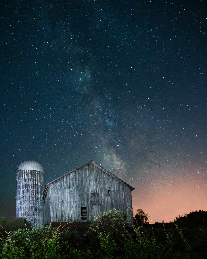 Farm under the Milky Way Photograph by Chris Bordeleau