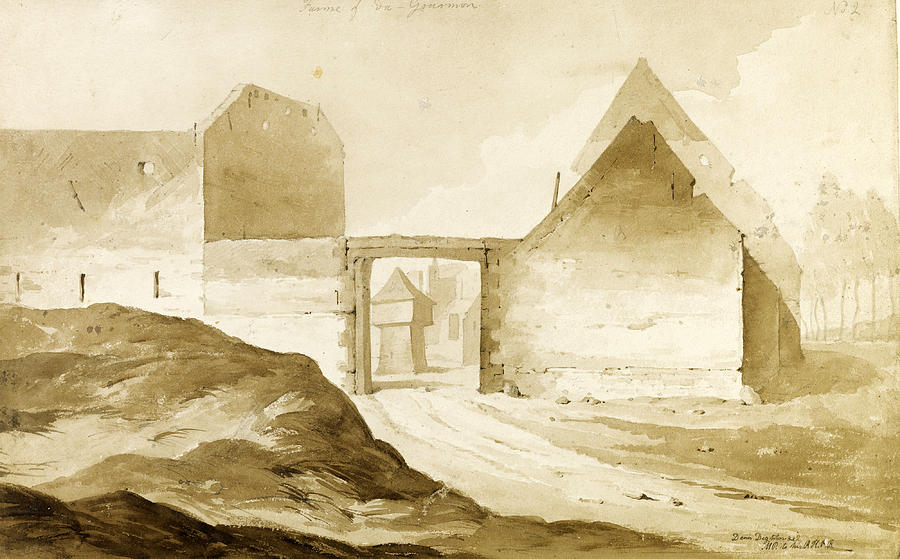 Farme of du Gourman No 2. Nine landscapes from the field of the Battle of Waterloo  Drawing by Denis Dighton