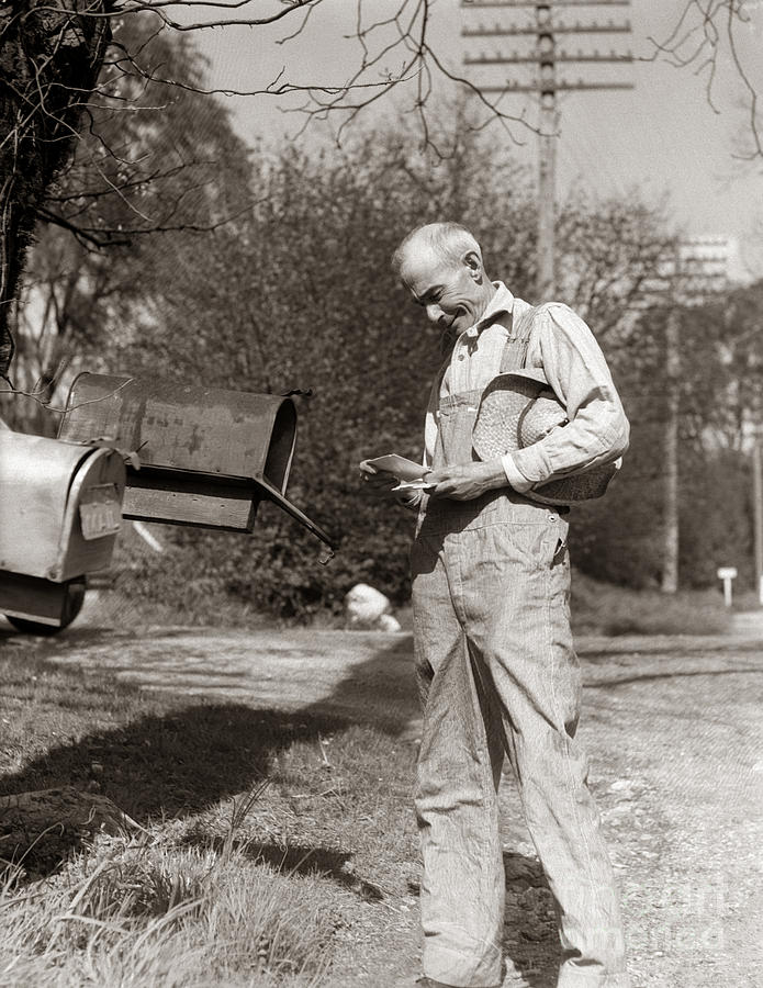 Vintage Photograph - Farmer Checking Mailbox, C.1930s by H. Armstrong Roberts/ClassicStock